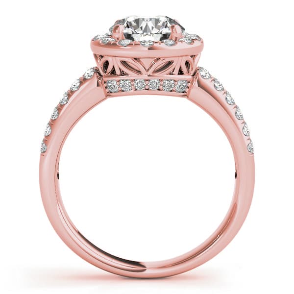 Halo Round Engagement Ring, style 50425, Side view in rose gold