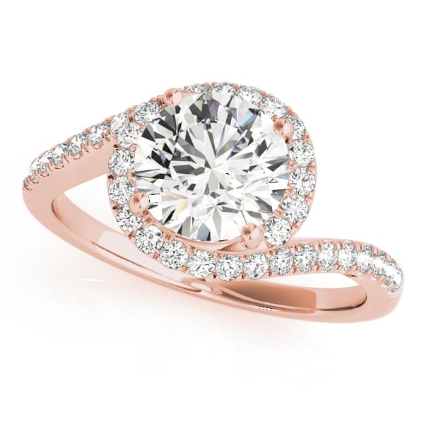 Bypass Round Halo Engagement Ring, style 50426, Front view in rose gold