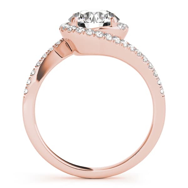 Bypass Round Halo Engagement Ring, style 50426, Side view in rose gold