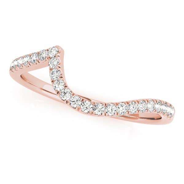 Split Prong Curved Wedding Bands (0.18 ct. tw.), Front view in rose gold