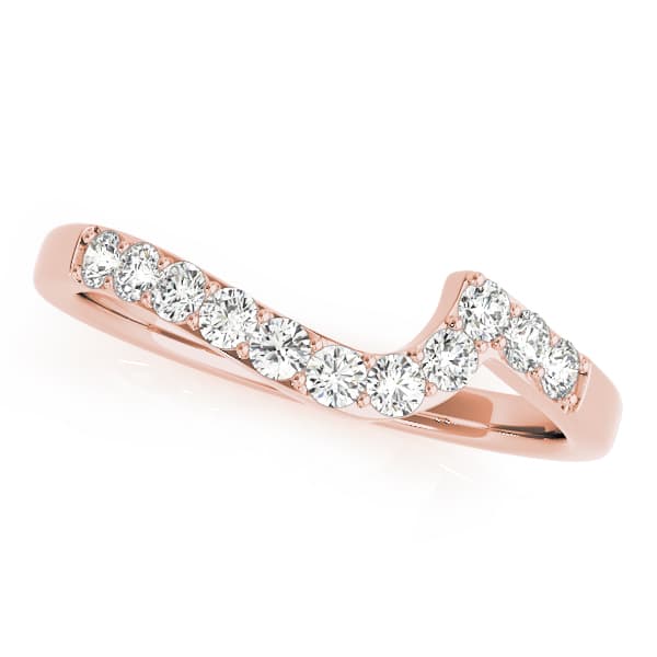 Curved Wedding Band (0.22 ct. tw.), Front view in rose gold