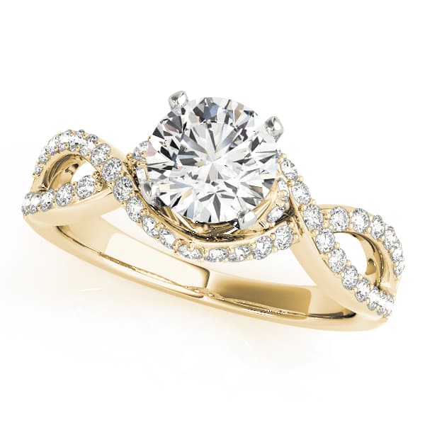 Nature Inspired Twisted Floral Engagement Ring, style 50428, Front view in yellow gold