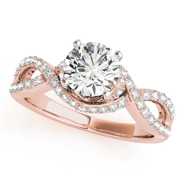 Nature Inspired Twisted Floral Engagement Ring, style 50428, Front view in rose gold