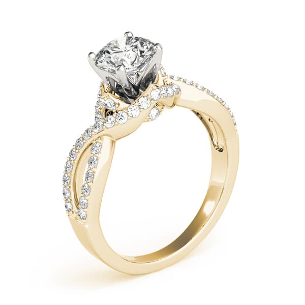 Nature Inspired Twisted Floral Engagement Ring, style 50428, Angle view in yellow gold