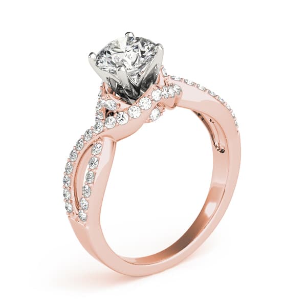 Nature Inspired Twisted Floral Engagement Ring, style 50428, Angle view in rose gold