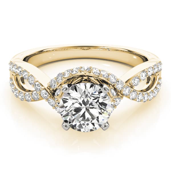 Nature Inspired Twisted Floral Engagement Ring, style 50428, On hand view in yellow gold