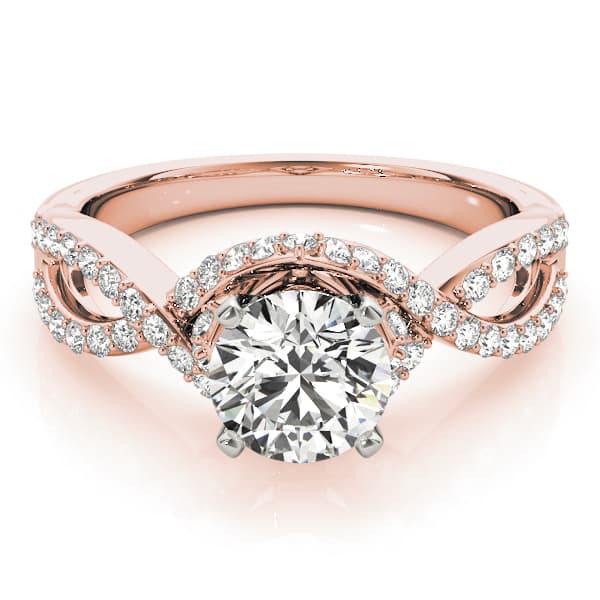 Nature Inspired Twisted Floral Engagement Ring, style 50428, On hand view in rose gold