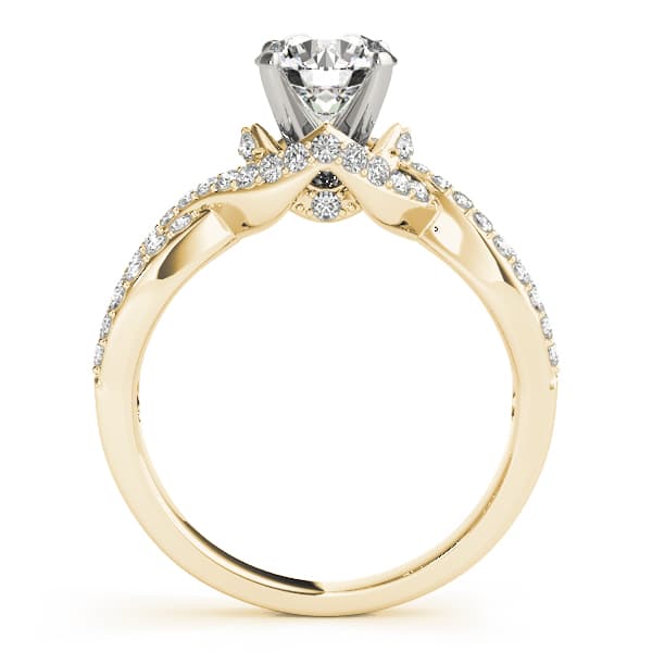 Nature Inspired Twisted Floral Engagement Ring, style 50428, Side view in yellow gold