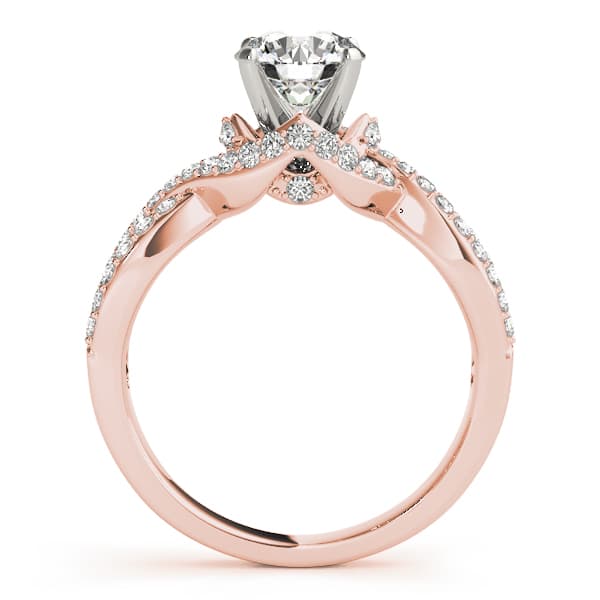Nature Inspired Twisted Floral Engagement Ring, style 50428, Side view in rose gold