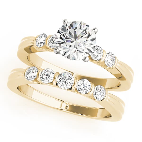 Single Row Prong Set Engagement Ring, style 50429, On hand view in yellow gold