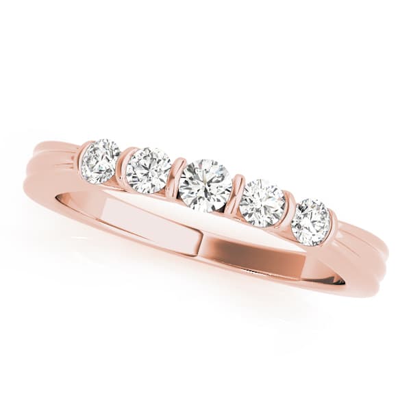 Bar Set Wedding Band (0.3 ct. tw.), Front view in rose gold