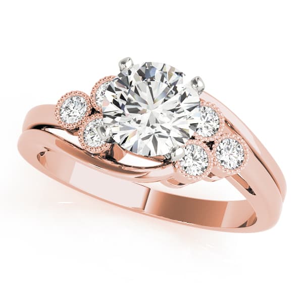 Cluster Sides Engagement Ring, style 50430, Front view in rose gold