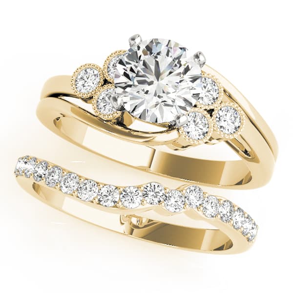 Cluster Sides Engagement Ring, style 50430, On hand view in yellow gold