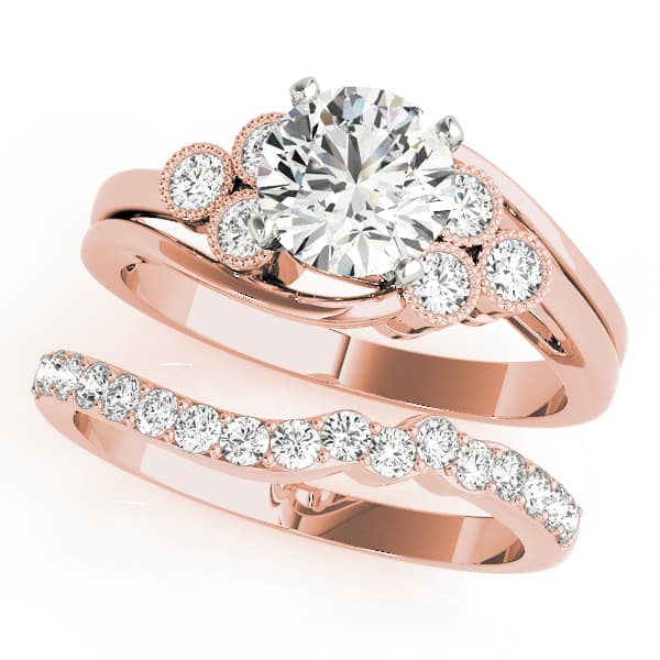 Cluster Sides Engagement Ring, style 50430, On hand view in rose gold