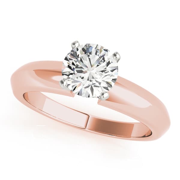 Solitaire Peghead Engagement Ring, style 50432, Front view in rose gold