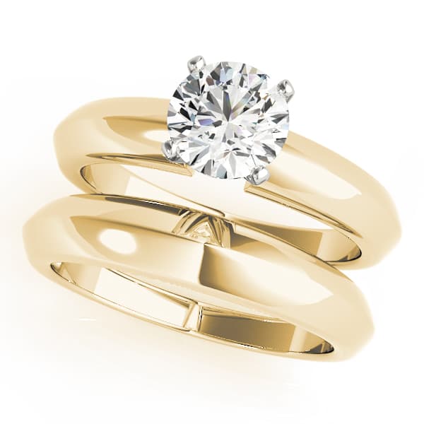 Solitaire Peghead Engagement Ring, style 50432, On hand view in yellow gold