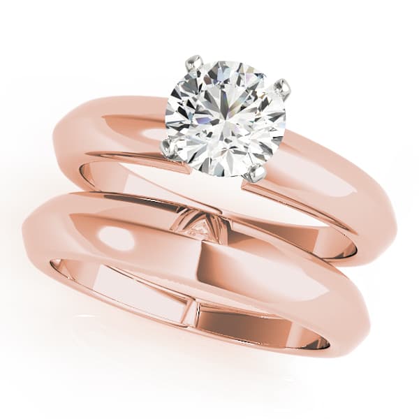 Solitaire Peghead Engagement Ring, style 50432, On hand view in rose gold
