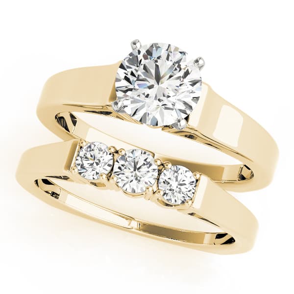 Solitaire Engagement Ring, style 50436, On hand view in yellow gold