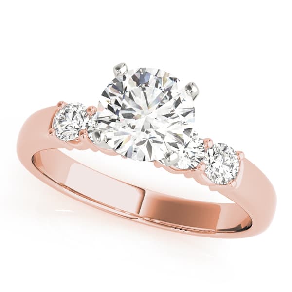 Shared Prong Engagement Ring, style 50437, Front view in rose gold