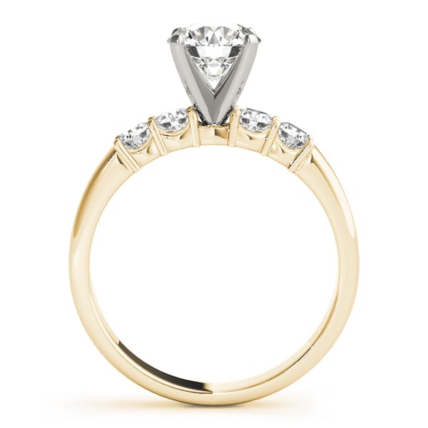 Shared Prong Engagement Ring, style 50437, Side view in yellow gold