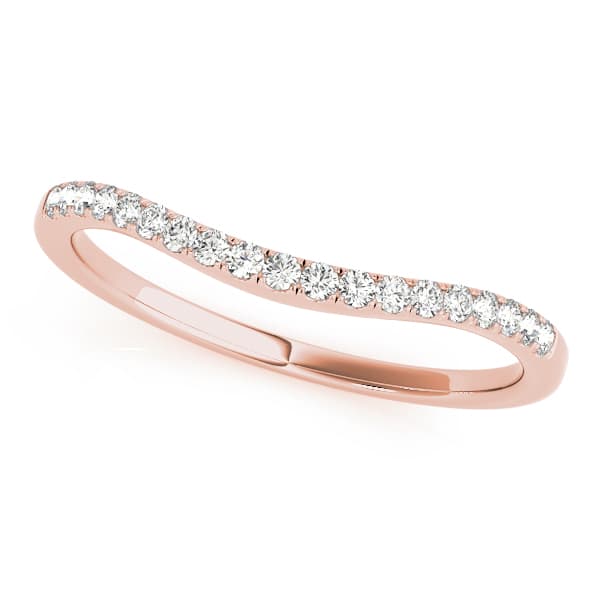 Curved Wedding Band (0.09 ct. tw.), Front view in rose gold