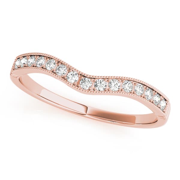 Curved Wedding Band (1/8 ct. tw.), Front view in rose gold