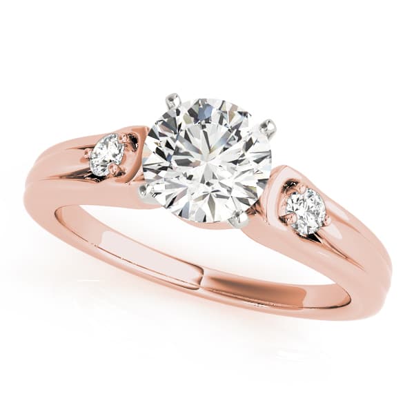 3-Stone Split Shank Engagement Ring, style 50447, Front view in rose gold