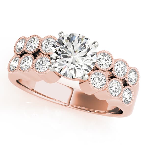 Multi-Row Milgrain Engagement Ring, style 50448, Front view in rose gold