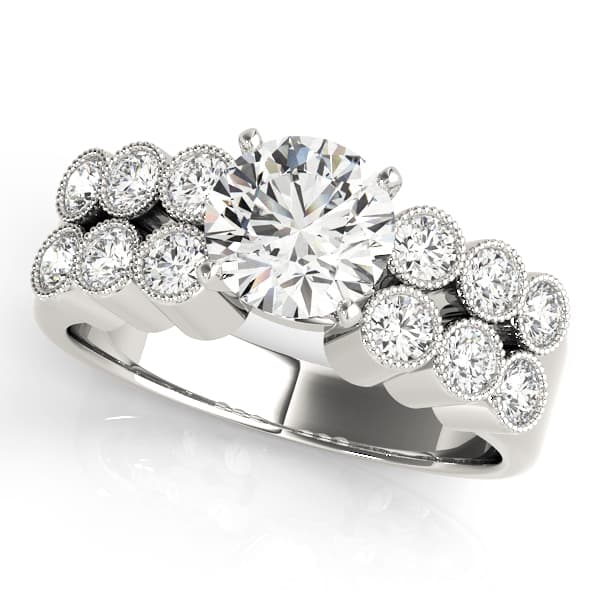 Multirow Milgrain Engagement Rings — style 50448 in 10k White Gold