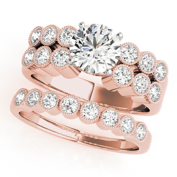 Multi-Row Milgrain Engagement Ring, style 50448, On hand view in rose gold