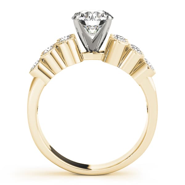 Multi-Row Milgrain Engagement Ring, style 50448, Side view in yellow gold