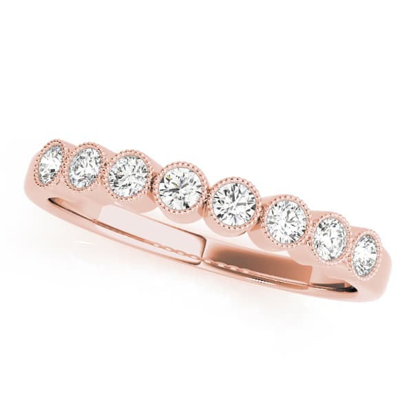 Bezel Set Milgrain Wedding Band (1/4 ct. tw.), Front view in rose gold
