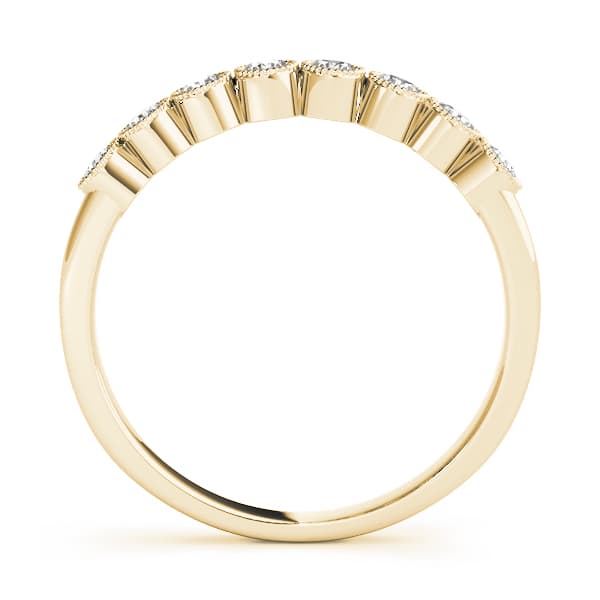 Bezel Set Milgrain Wedding Band (1/4 ct. tw.), Side view in yellow gold