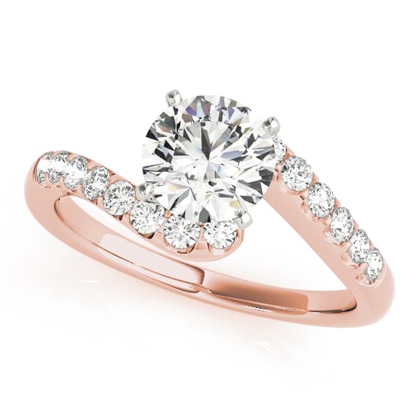 Bypass Split Prong Engagement Ring, style 50450, Front view in rose gold