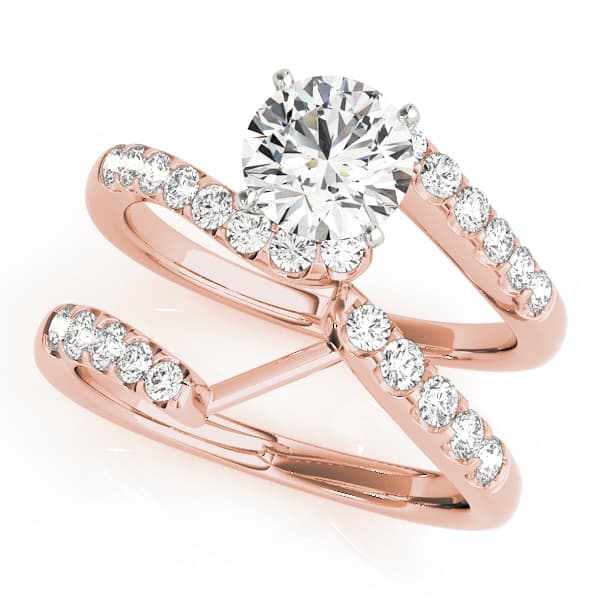 Bypass Split Prong Engagement Ring, style 50450, On hand view in rose gold