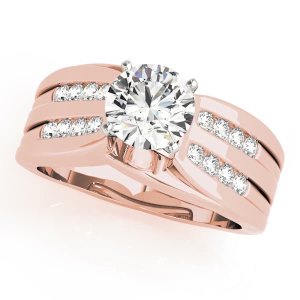 Multi-Row Channel Set Engagement Ring, style 50451, Front view in rose gold