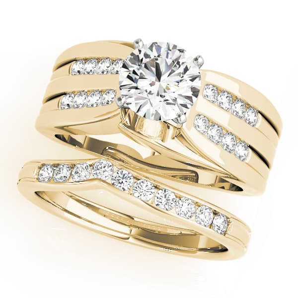 Multi-Row Channel Set Engagement Ring, style 50451, On hand view in yellow gold
