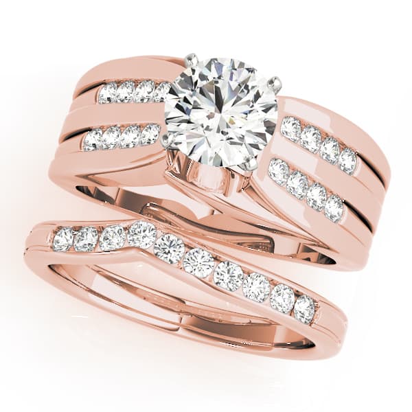 Multi-Row Channel Set Engagement Ring, style 50451, On hand view in rose gold