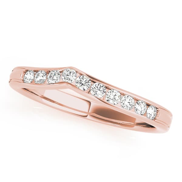 Channel Set Curved Wedding Band (0.2 ct. tw.), Front view in rose gold
