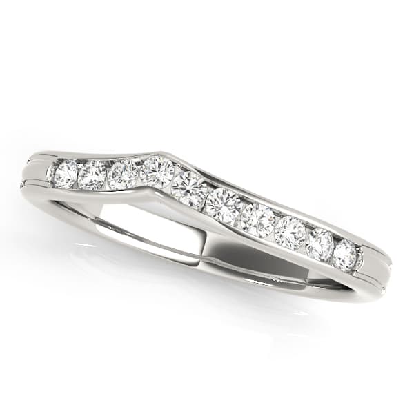 Channel Set Curved Wedding Band — View 1