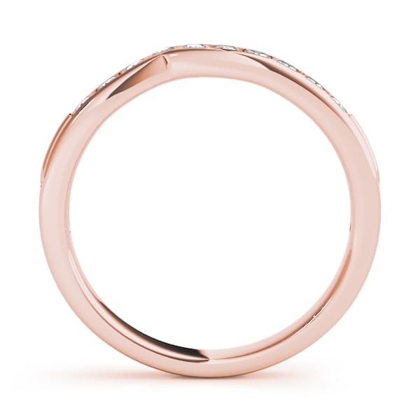 Channel Set Curved Wedding Band (0.2 ct. tw.), Side view in rose gold