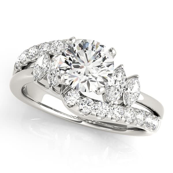 Round & Marquise Bypass Engagement Ring — style 50453 in 10k White Gold