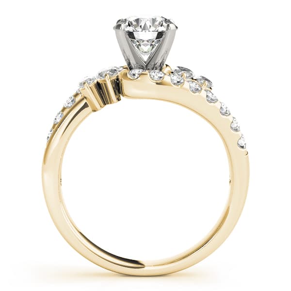 Round & Marquise Bypass Engagement Ring, style 50453, Side view in yellow gold