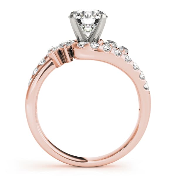 Round & Marquise Bypass Engagement Ring, style 50453, Side view in rose gold