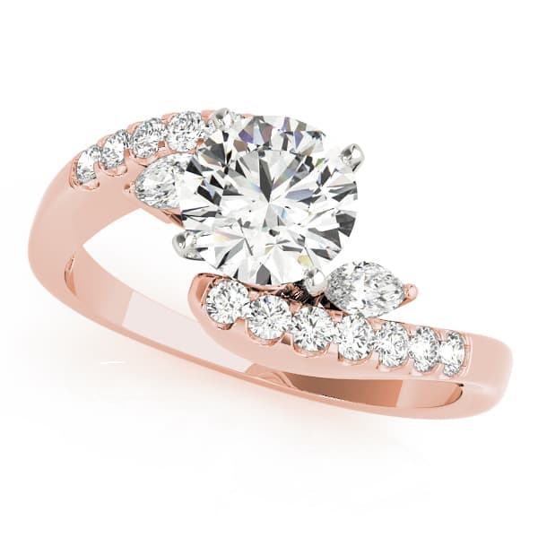 Bypass Fancy Shape Marquise Engagement Ring, style 50454, Front view in rose gold