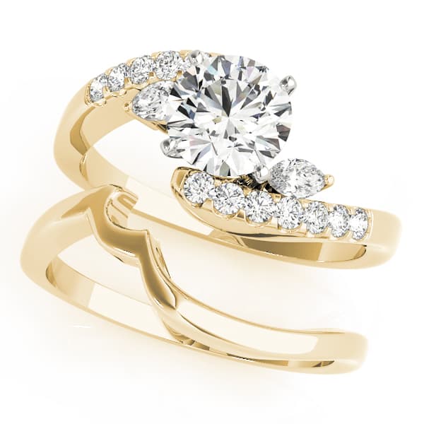 Bypass Fancy Shape Marquise Engagement Ring, style 50454, On hand view in yellow gold