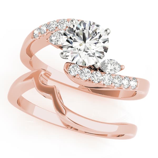 Bypass Fancy Shape Marquise Engagement Ring, style 50454, On hand view in rose gold