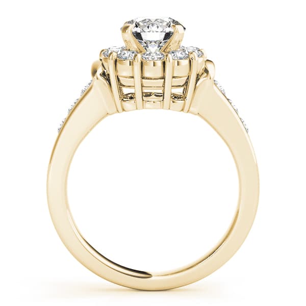 Halo Round Engagement Ring, style 50455, Side view in yellow gold