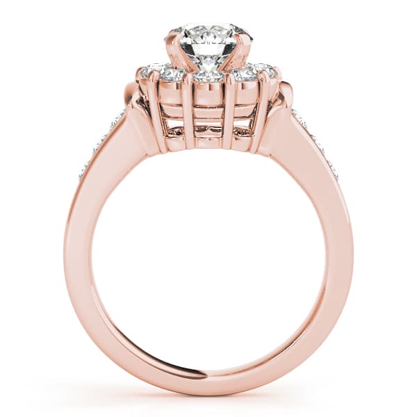 Halo Round Engagement Ring, style 50455, Side view in rose gold