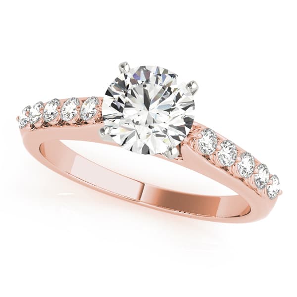 Single Row Shared Prong Engagement Ring, style 50456, Front view in rose gold
